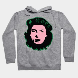 HOPE is the Thing With Feathers Emily Dickinson Che Guevara Pop art design Dark Lime Green  Version Hoodie